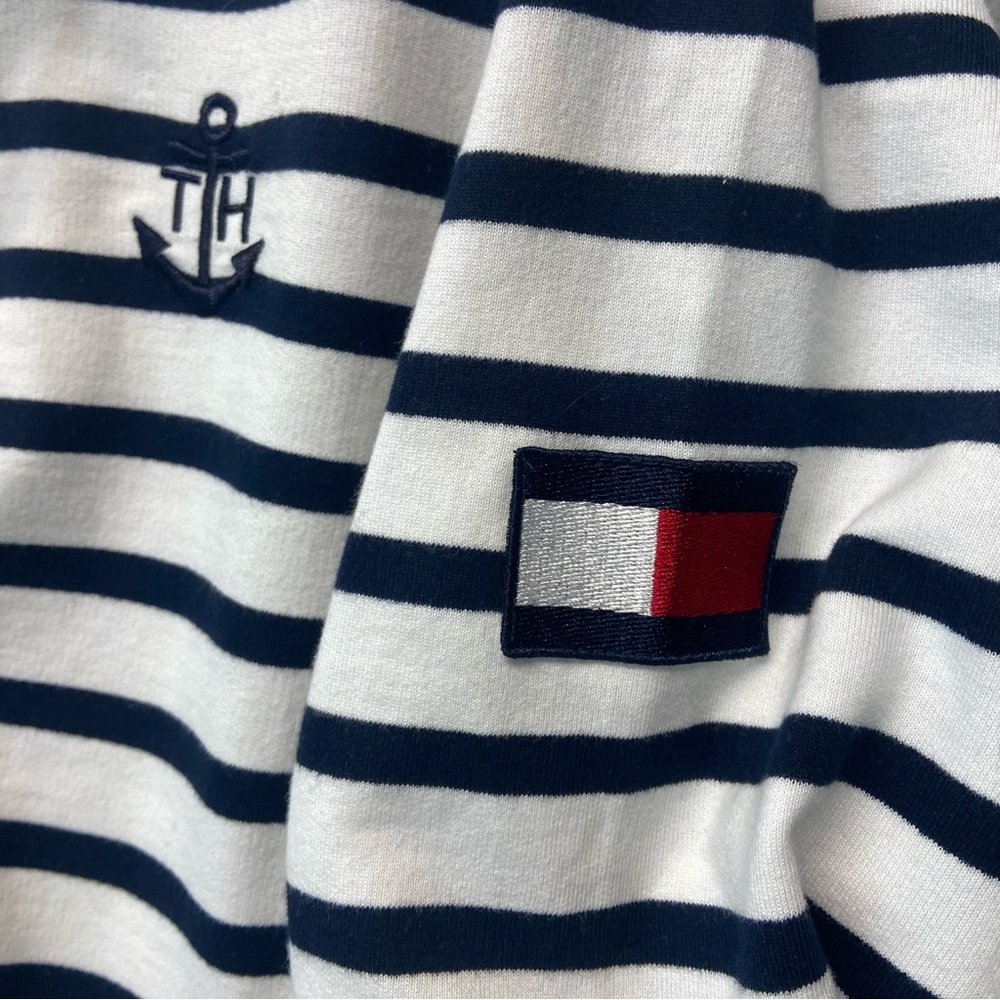 Tommy Hilfiger Nautical White Navy Stripped Zipper Front Hoddie - Picture 5 of 9